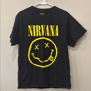 NIRVANA Black Tee with Yellow Smiley